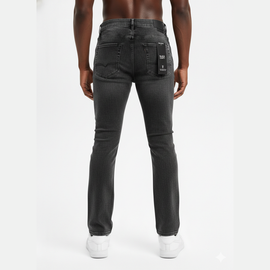 BLACK LIGHT BIG AND TALL MEN'S PATCHWORK STUD FLARE FIT JEANS by Black Light