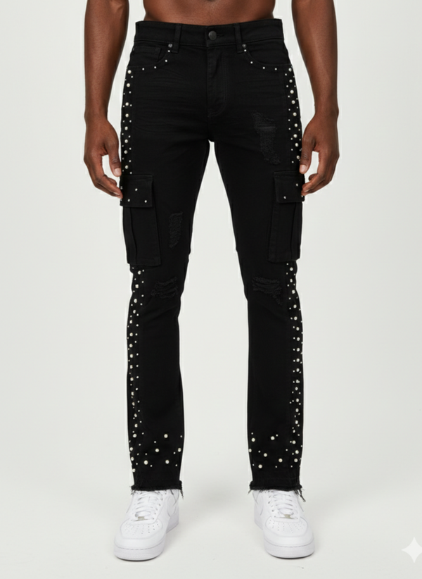 BIG AND TALL MEN'S CARGO PEARLS FLARE FIT