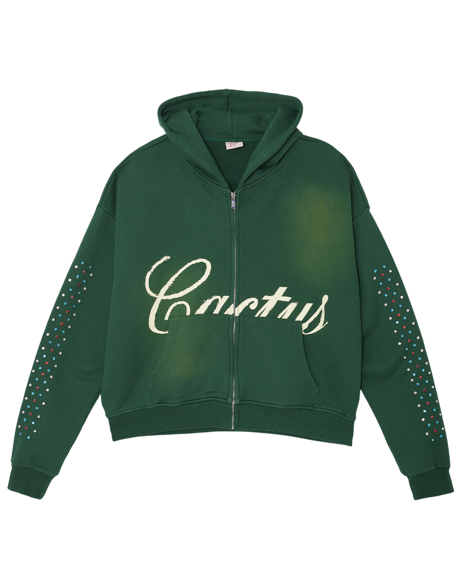 CACTUS VALLEY HIDDEN CRYSTAL ZIPUP HOODIE by AZVA