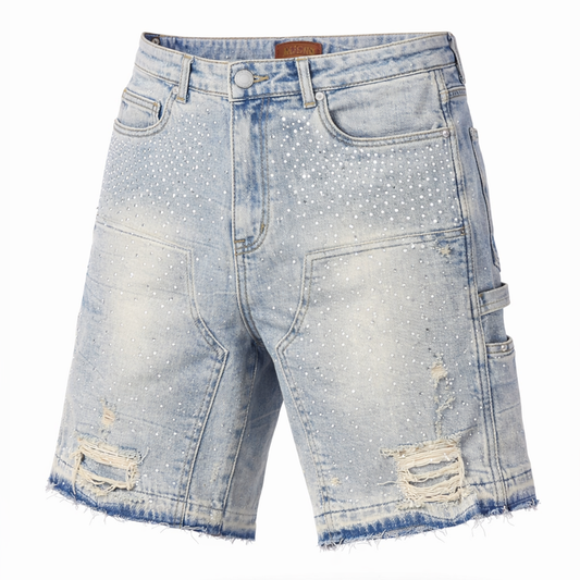 WAIMEA CRYSTAL STUDDED JEAN SHORTS by WAIMEA