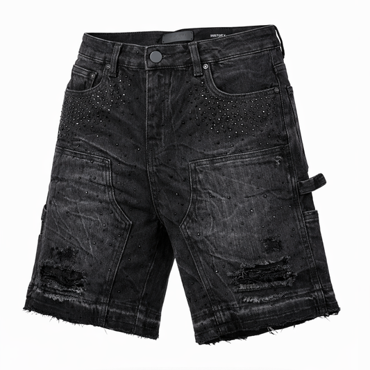 WAIMEA CRYSTAL STUDDED JEAN SHORTS by WAIMEA