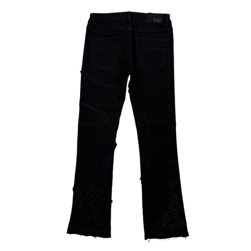 PATCHWORK RHINESTONE FLARE FIT JEANS by Citywide Fashions