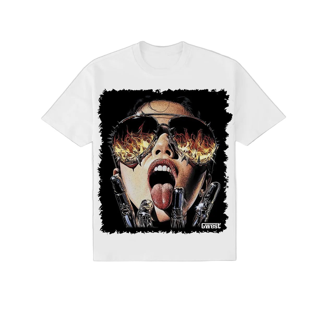 G WEST RHINESTONE FIRE VISION TEE by G-WEST