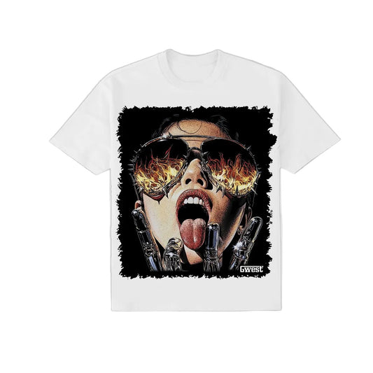 G WEST RHINESTONE FIRE VISION TEE by G-WEST
