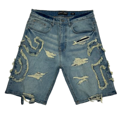 MENS FASHION RIPPED DENIM SHORT by Black Light