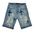 DISTRESSED CROSS DENIM SHORTS by Black Light