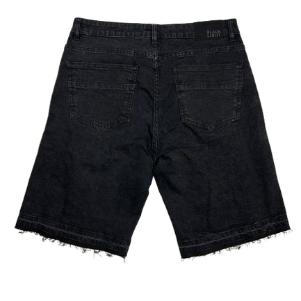 DISTRESSED CROSS DENIM SHORTS by Black Light