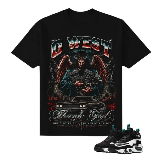 G WEST RHINESTONE THANK GOD TEE by G-WEST