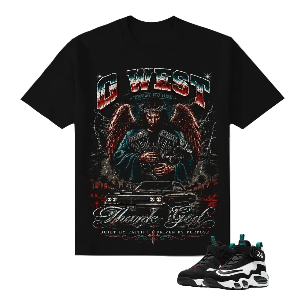 G WEST RHINESTONE THANK GOD TEE by G-WEST