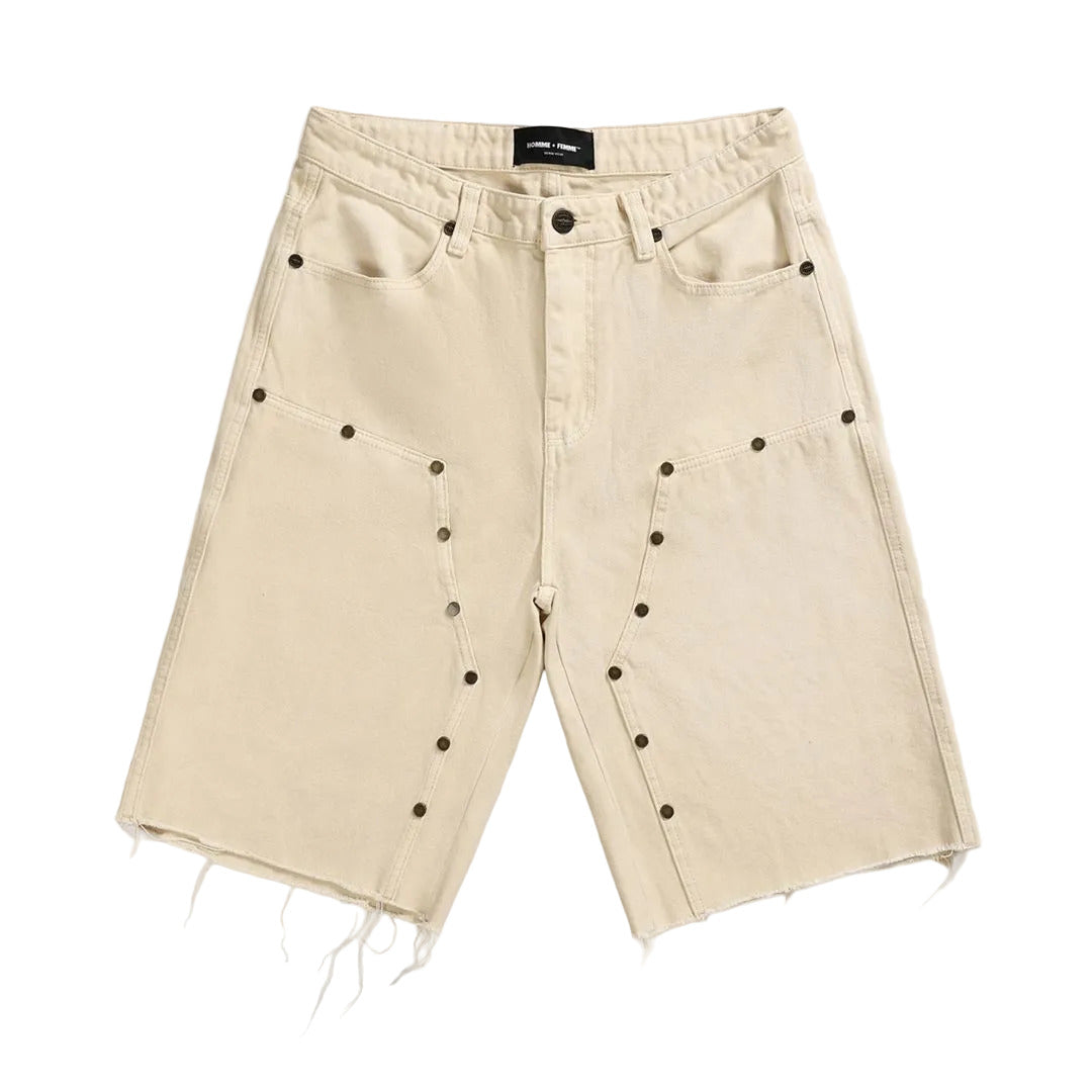 HOMME FEMME ARSENAL STUDDED DENIM SHORTS by HOMME FEMME