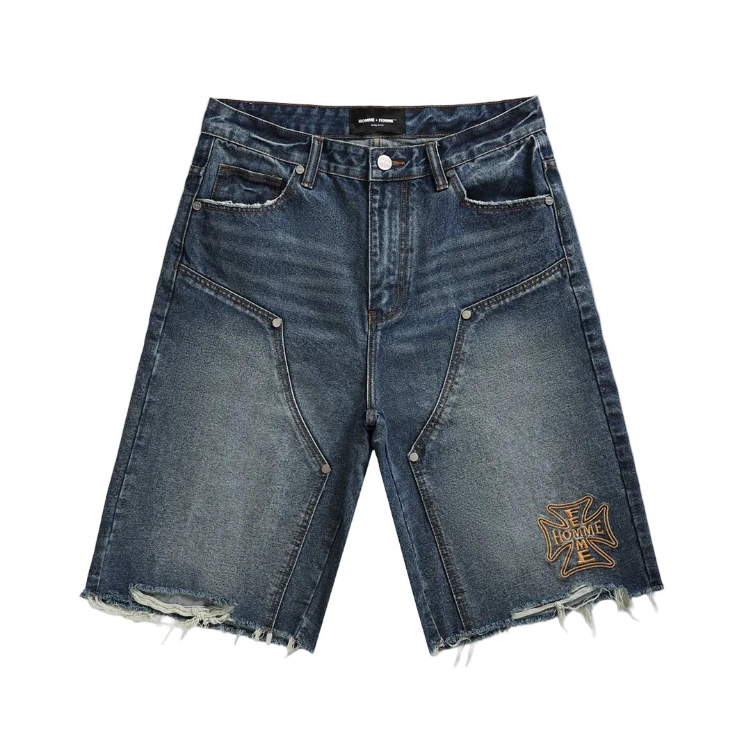 HOMME FEMME MAISON CREST DENIM SHORTS by HOMME FEMME