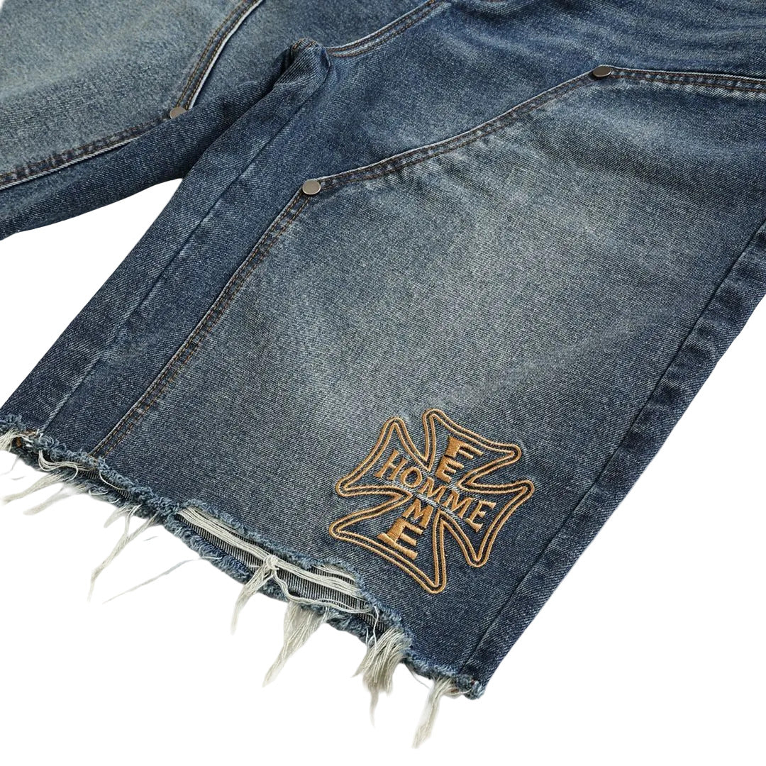 HOMME FEMME MAISON CREST DENIM SHORTS by HOMME FEMME