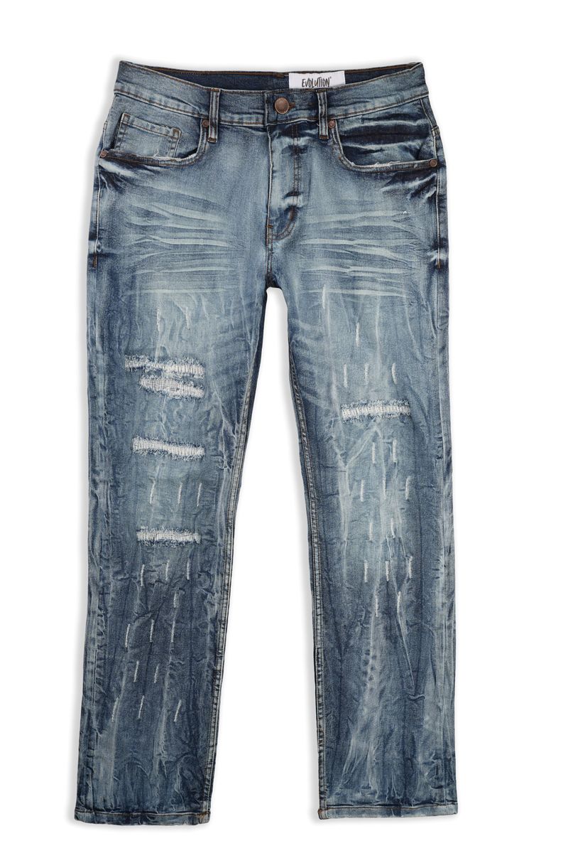 EVOLUTION BIGMENS PREMIUM DISTRESSED STRAIGHT JEANS by Evolution