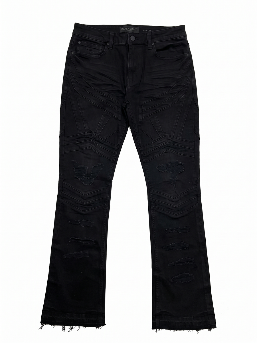 BLACK LIGHT CUT AND SEWN OPEN HEM FIT JEANS by Citywide Fashions