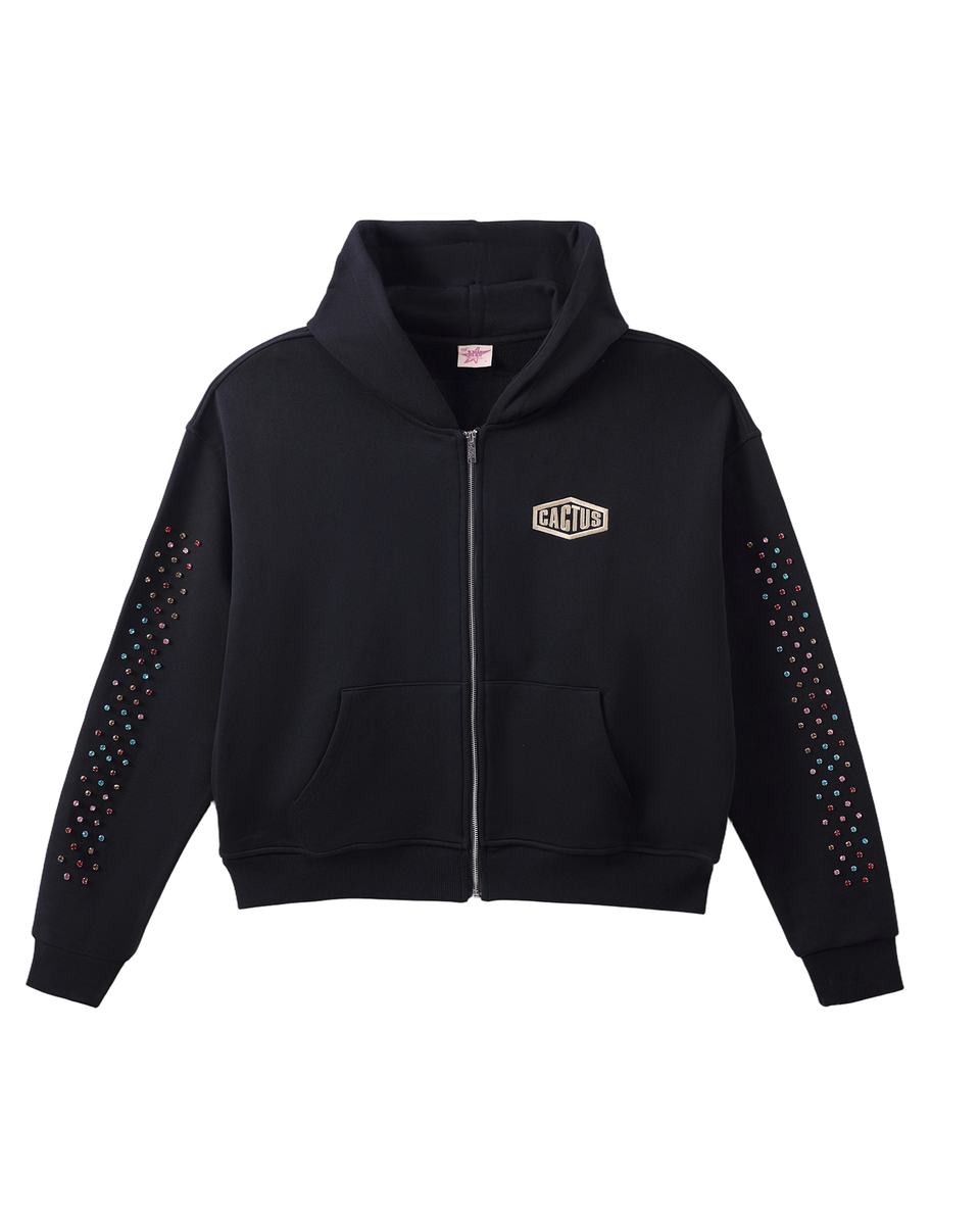 CACTUS VALLEY CRYSTAL CACTUS ZIPUP HOODIE by AZVA