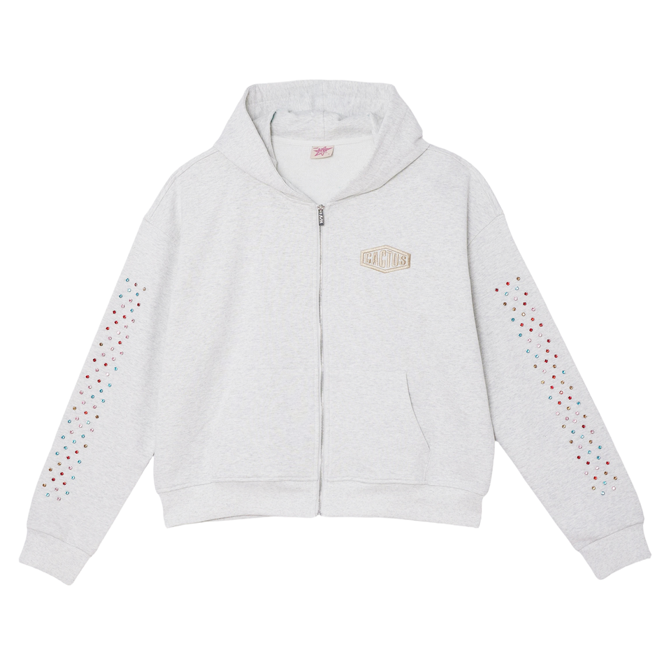 CACTUS VALLEY CRYSTAL CACTUS ZIPUP HOODIE by AZVA