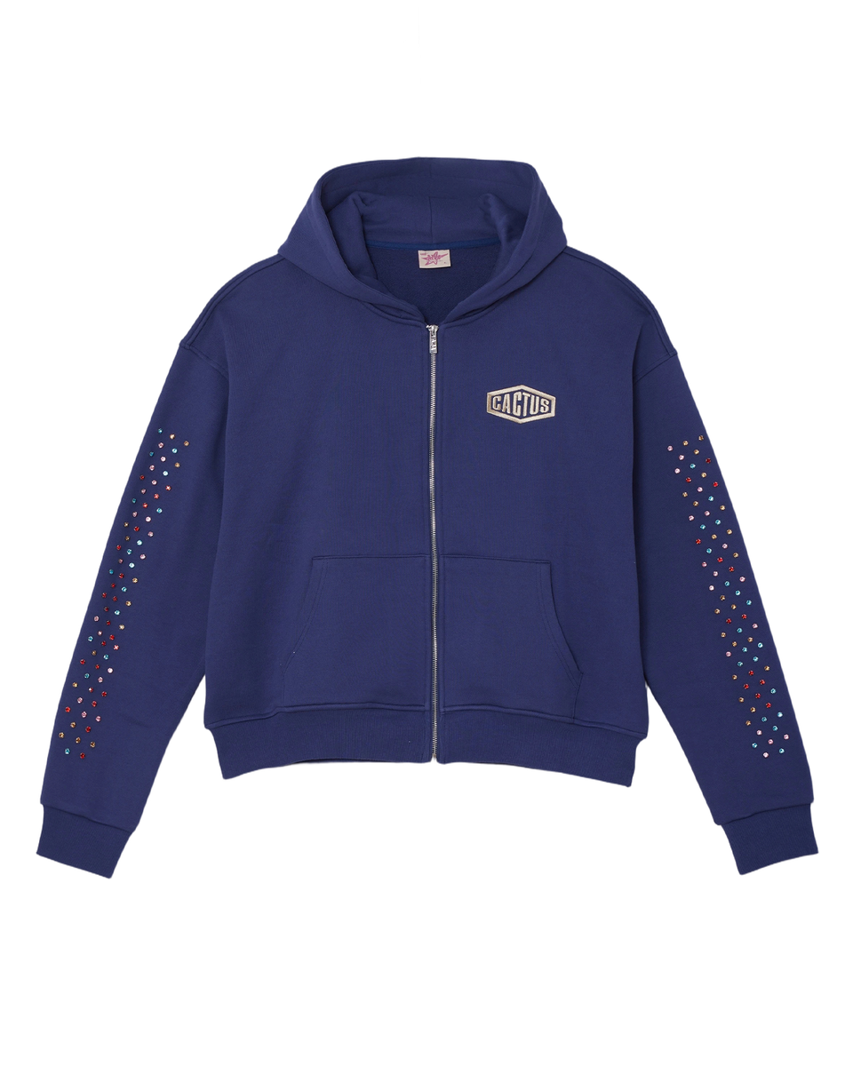 CACTUS VALLEY CRYSTAL CACTUS ZIPUP HOODIE by AZVA