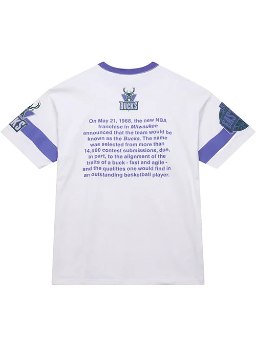 MITCHELL AND NESS NBA TEAM ORIGINS PREMIUM VINTAGE LOGO BUCKS TEE by Mitchell and Ness
