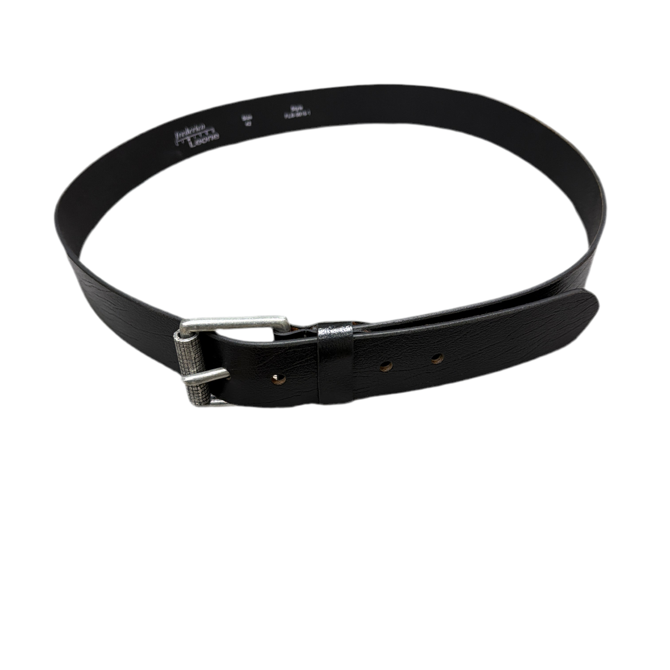 FREDERICO LEONE TEXTURED BLACK LEATHER BELT