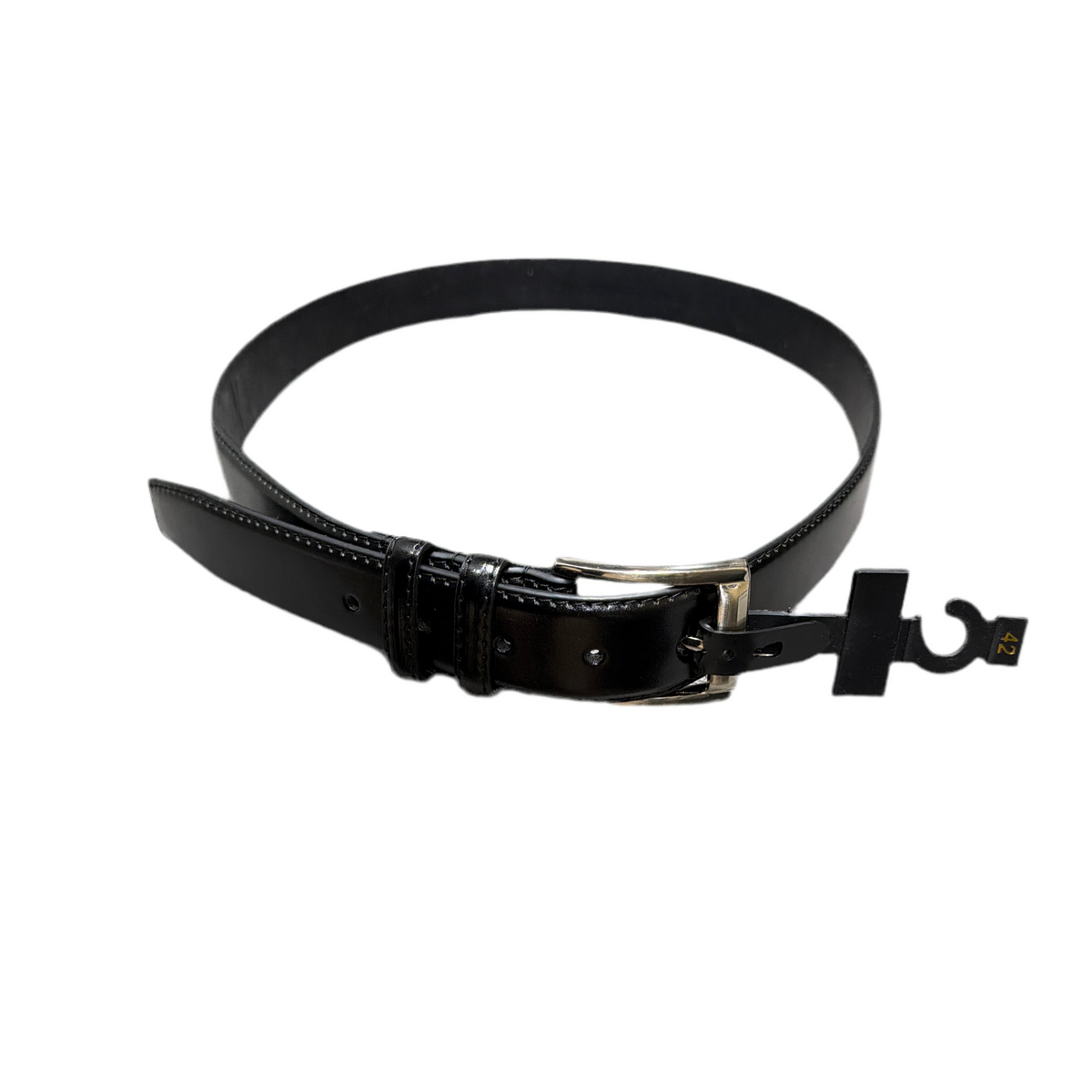 GENUINE LEATHER SMOOTH STITCHED BLACK BELT by BELTS