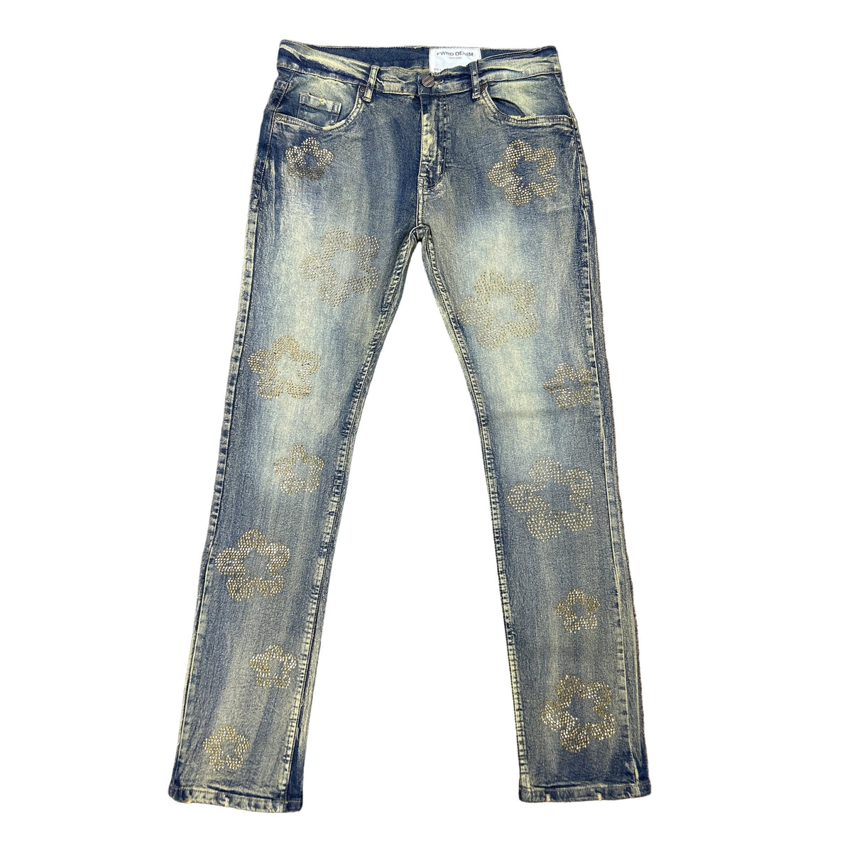 FWRD CRYSTAL FLOWER SLIM DENIM by FWRD