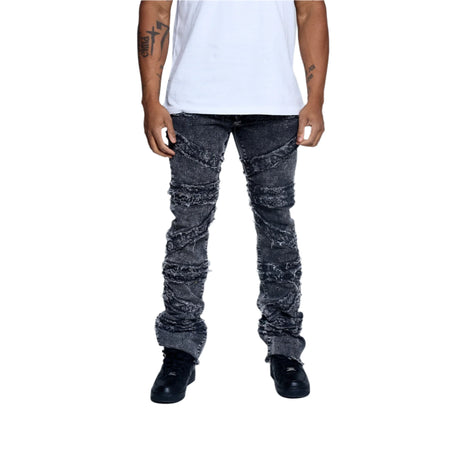 FWRD PATCHWORK STACKED DENIM JEANS