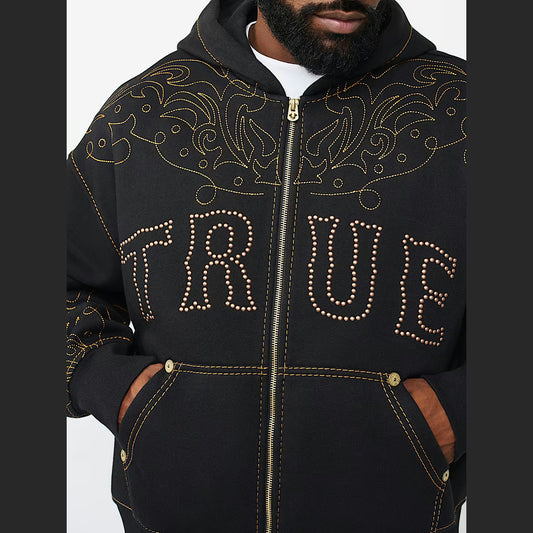 TRUE RELIGION RODEO BIG T BOXY ZIP HOODIE by True Religion