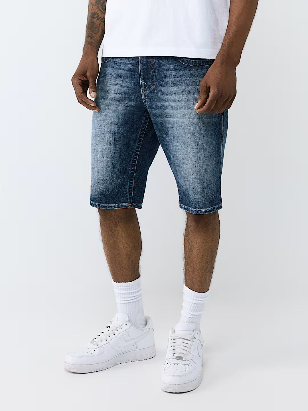 TRUE RELIGION RICKY EMBROOIDERED FLAP JORTS by True Religion