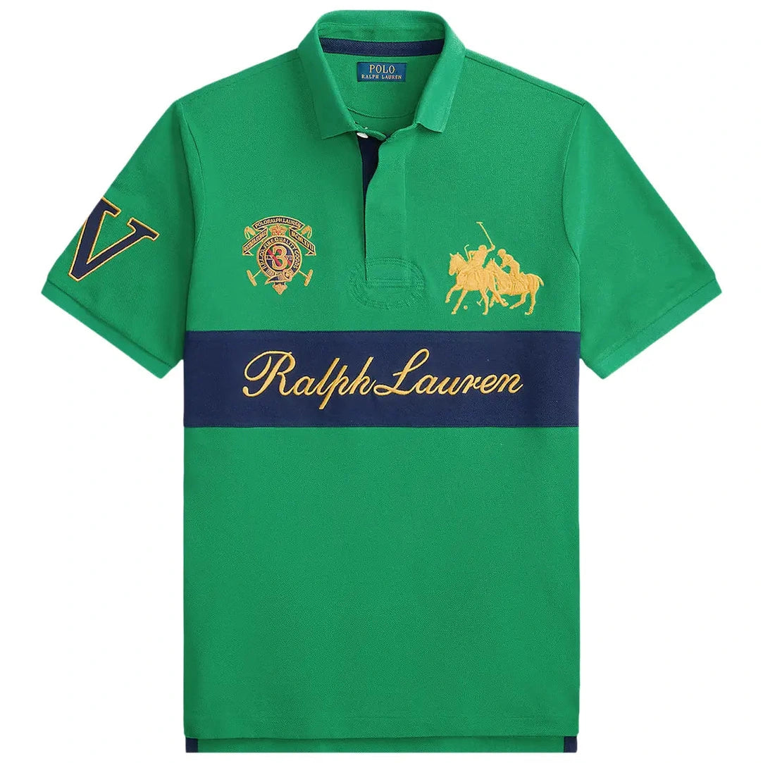 RALPH LAUREN SCRIT CHEST STRIPE POLO by Ralph Lauren