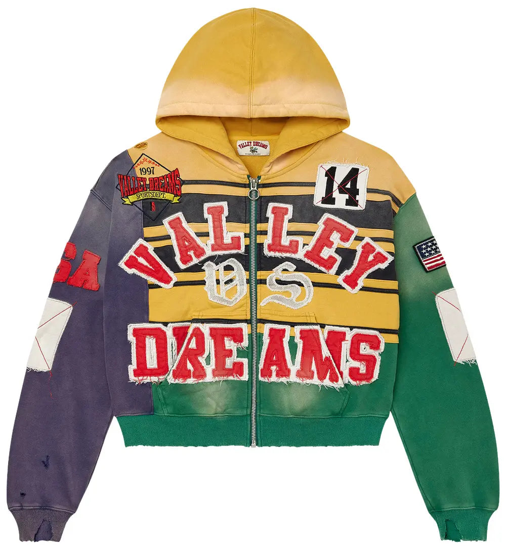 VALE FOREVER MARDI GRAS COLLAGE ZIP UP by Vale Forever
