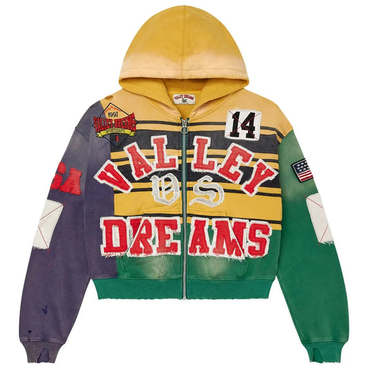 VALE FOREVER MARDI GRAS COLLAGE ZIP UP by Vale Forever