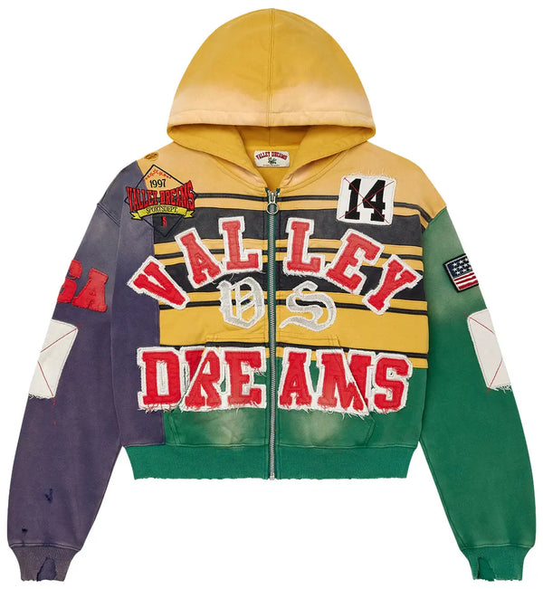 VALE FOREVER MARDI GRAS COLLAGE ZIP UP by Vale Forever