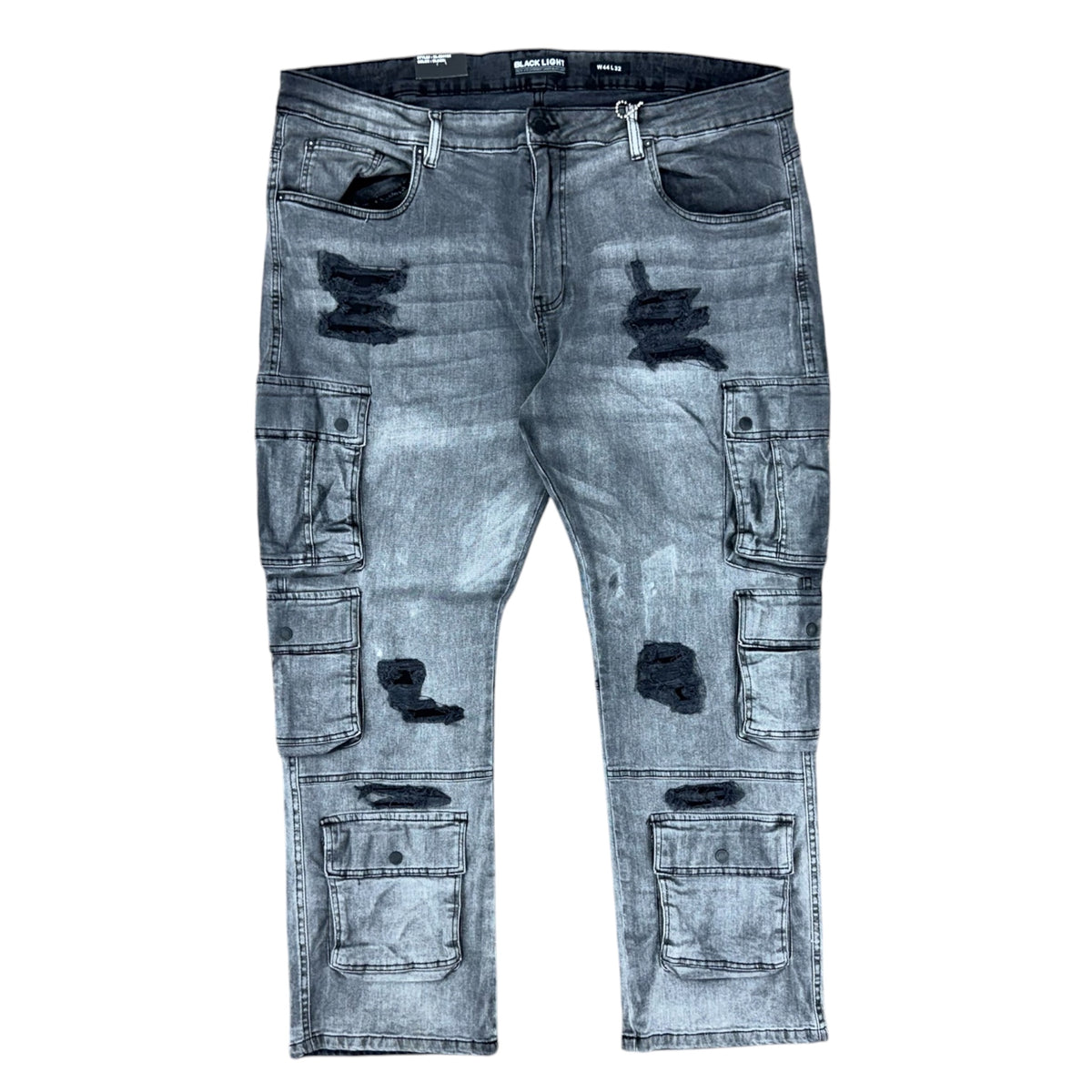 BLACK LIGHT DISTRESSED CARGO JEANS by Black Light