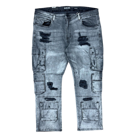 BLACK LIGHT DISTRESSED CARGO JEANS by Black Light