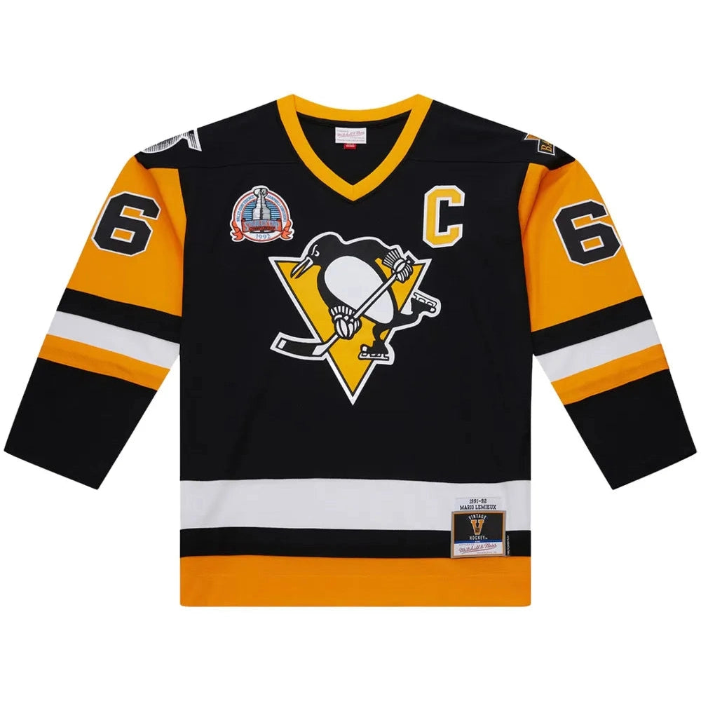 MITCHELL AND NESS NHL DARK PITTSBURG PENGUINS 1991 MARIO LEMIEUX JERSEY by Mitchell and Ness