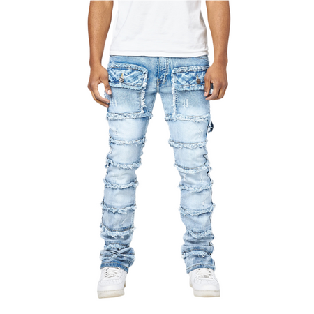 FWRD PATCHWORK STACKED DENIM JEANS