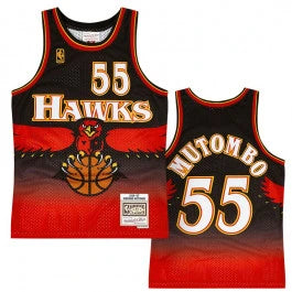 MITCHELL AND NESS NBA SWINGMAN ROAD JERSEY ATLANTA HAWKS 1996 DIKEMBE MUTOMBO