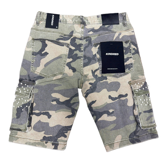 KINDRED RHINESTONE CAMO DENIM SHORTS by Kindred