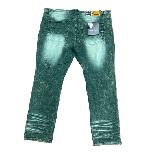 MAKOBI GREEN PATCHED JEANS by MAKOBI