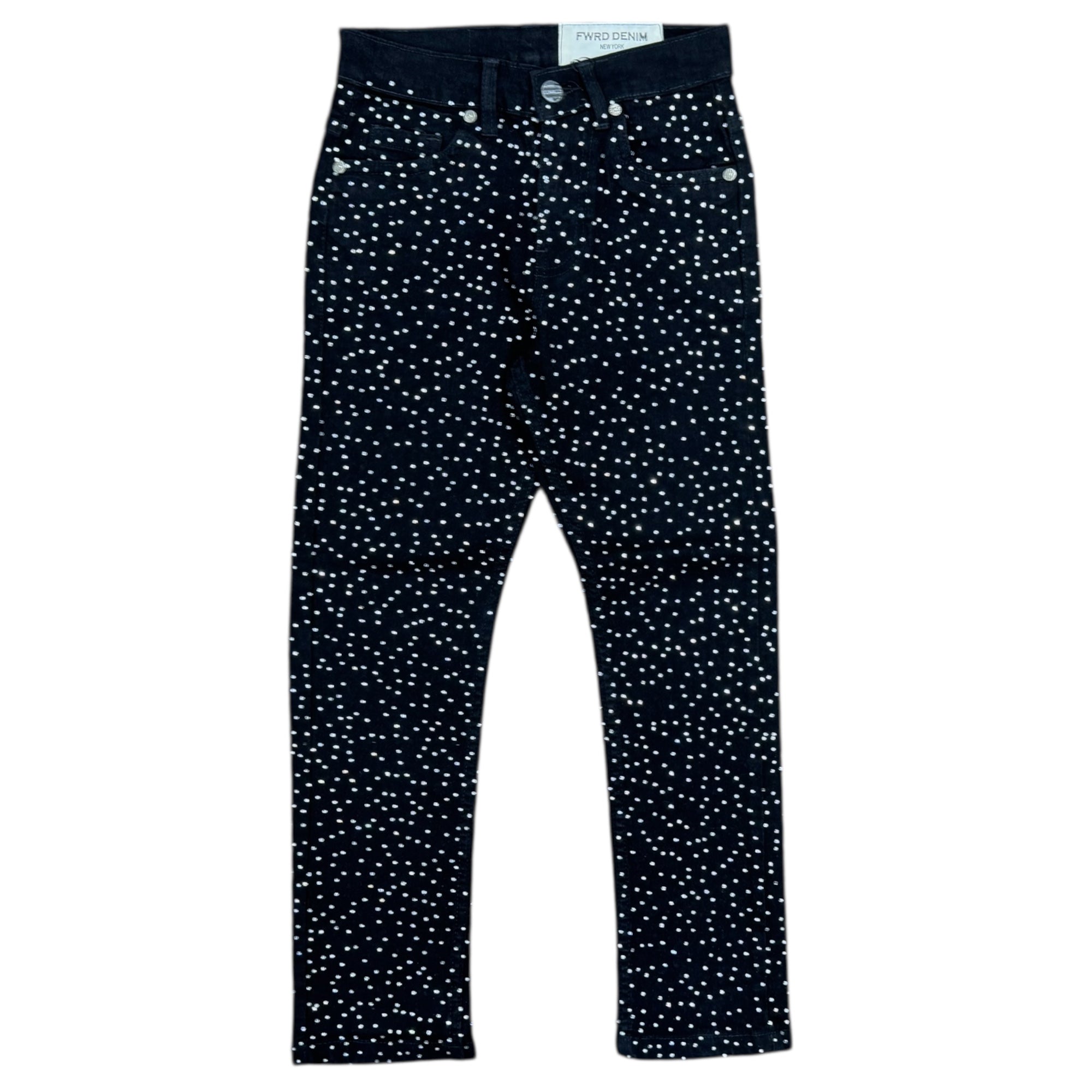 FWRD RHINESTONE FLOWER DENIM JEANS