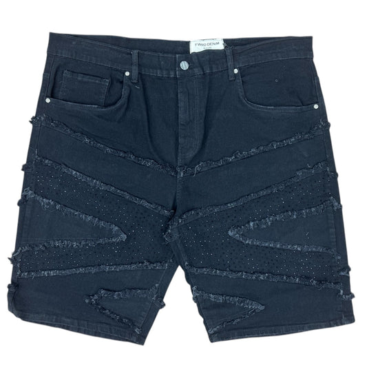 FWRD CRYSTAL SLASH DENIM SHORT by FWRD