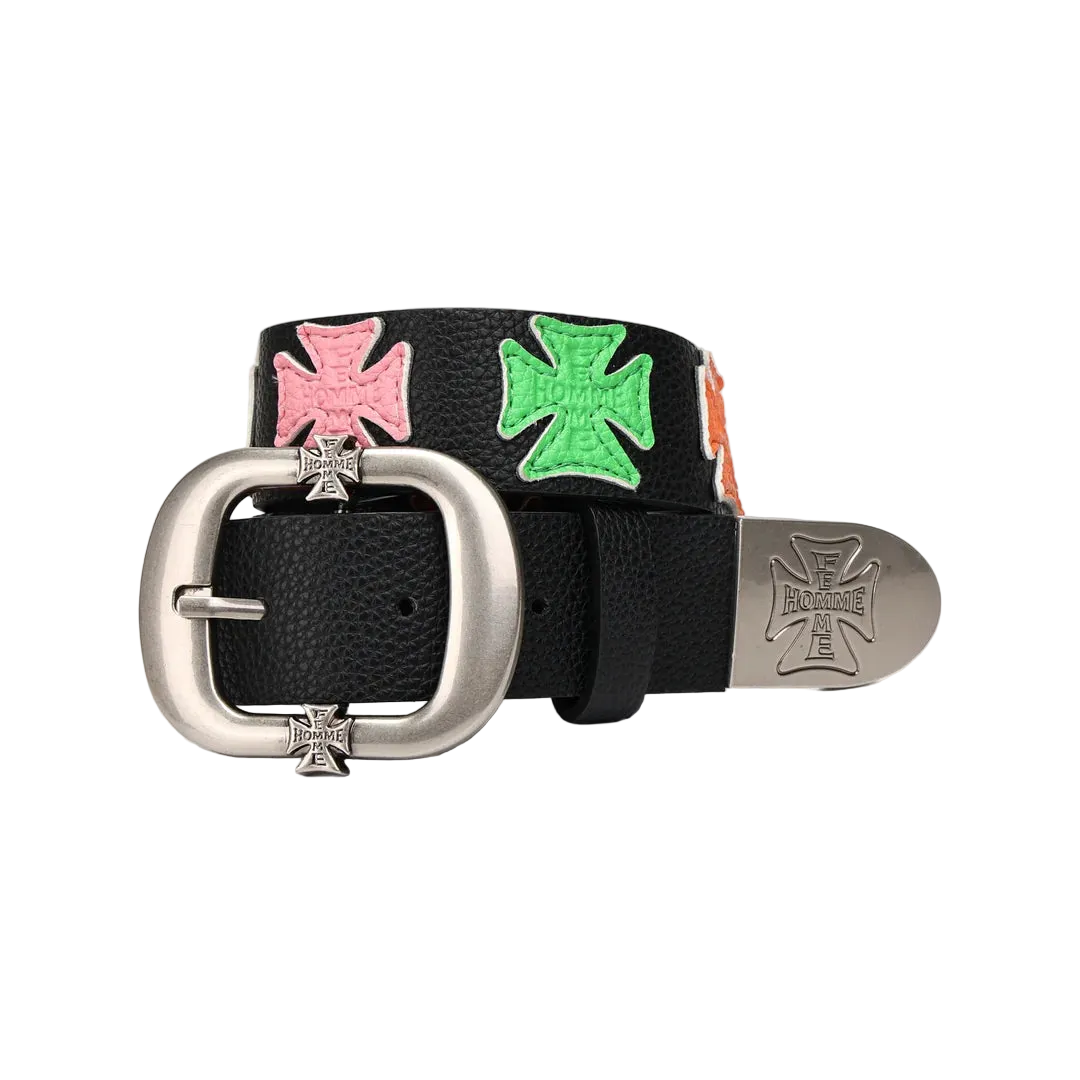 HOMME FEMME IRON CREST CROSS PATCH BELT by HOMME FEMME