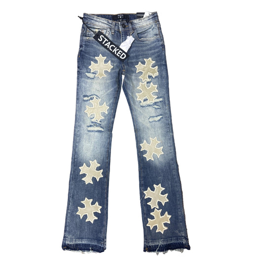 SEE YOU IN PARADISE KIDS CROSSED SCYTHE PATCHED JEANS by VALABASAS