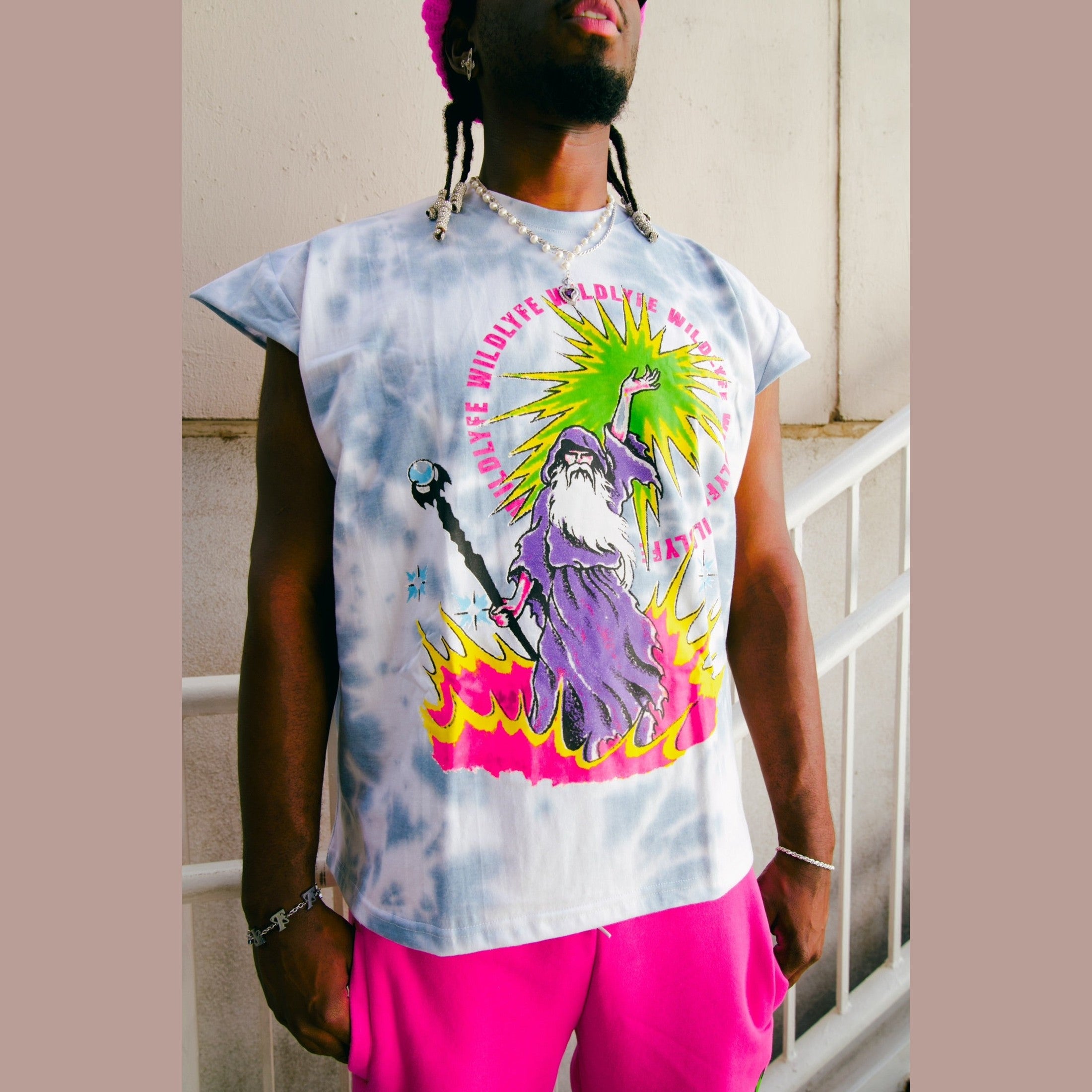 WILDLYFE WIZARD TIE-DIE SLEEVELESS TEE by WILDLYFE