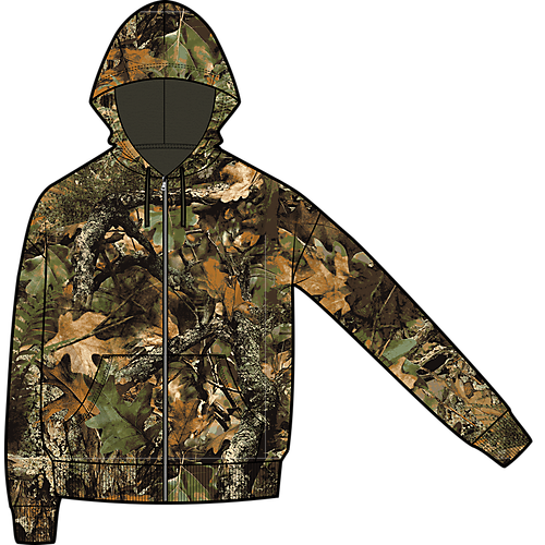 RALPH LAUREN LONG-SLEEVE DOUBLE KNIT W/ HI-PILE FULL-ZIP FOREST CAMO HOODED SWEATSHIRT by Ralph Lauren
