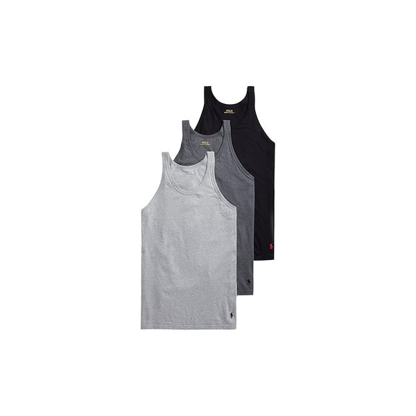 POLO RALPH LAUREN TANK TOP 3 PACK MIX- BLACK , CHARCOAL, GREY