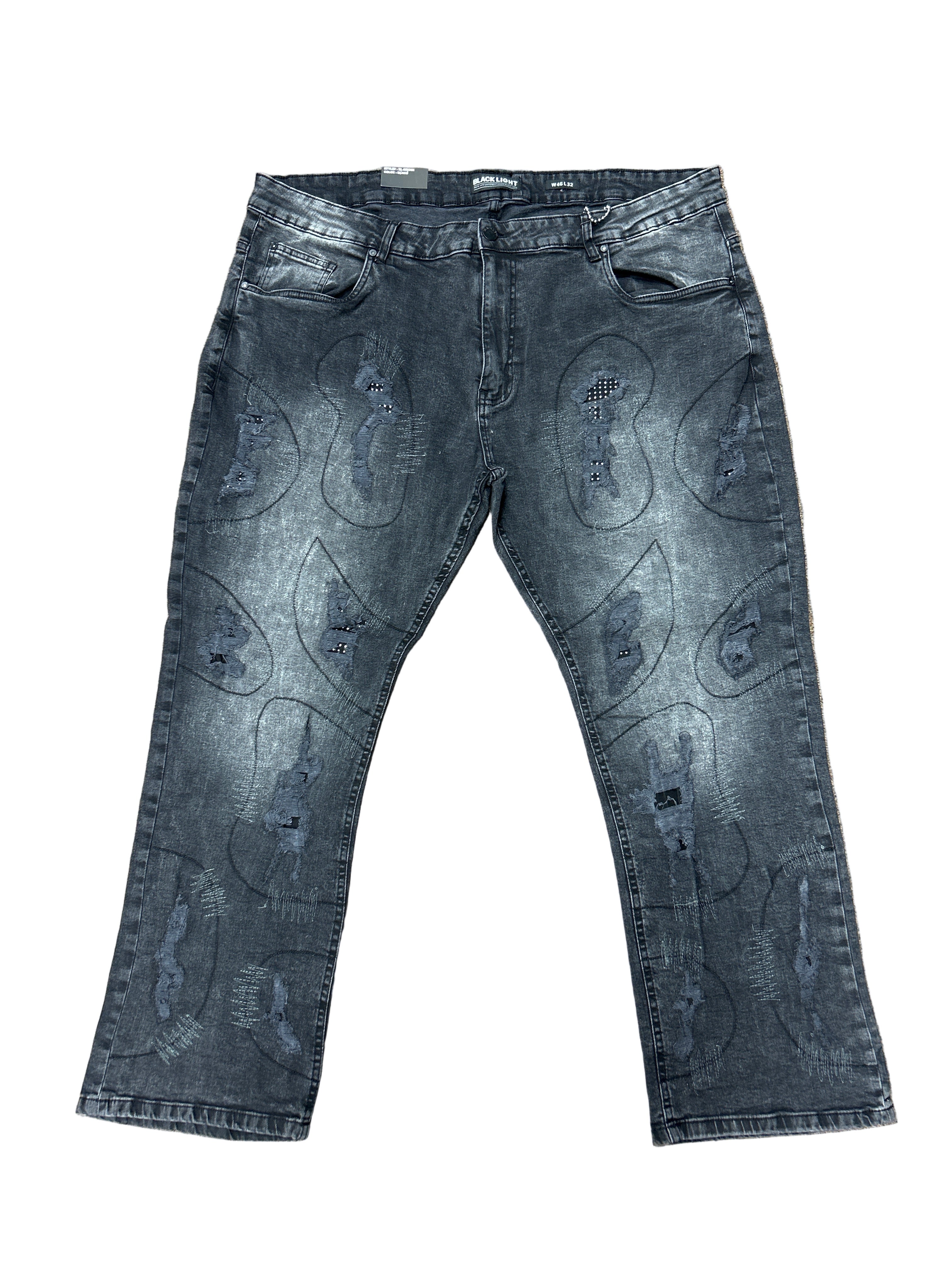 BLACK LIGHT DISTRESSED DENIM