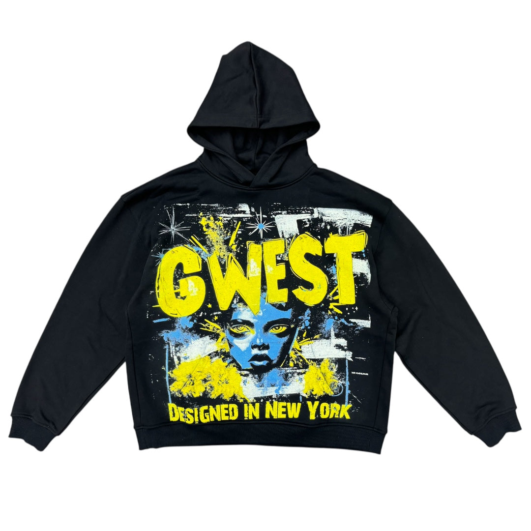 G WEST EYESTONE HOODIE-BLACK/YELLOW