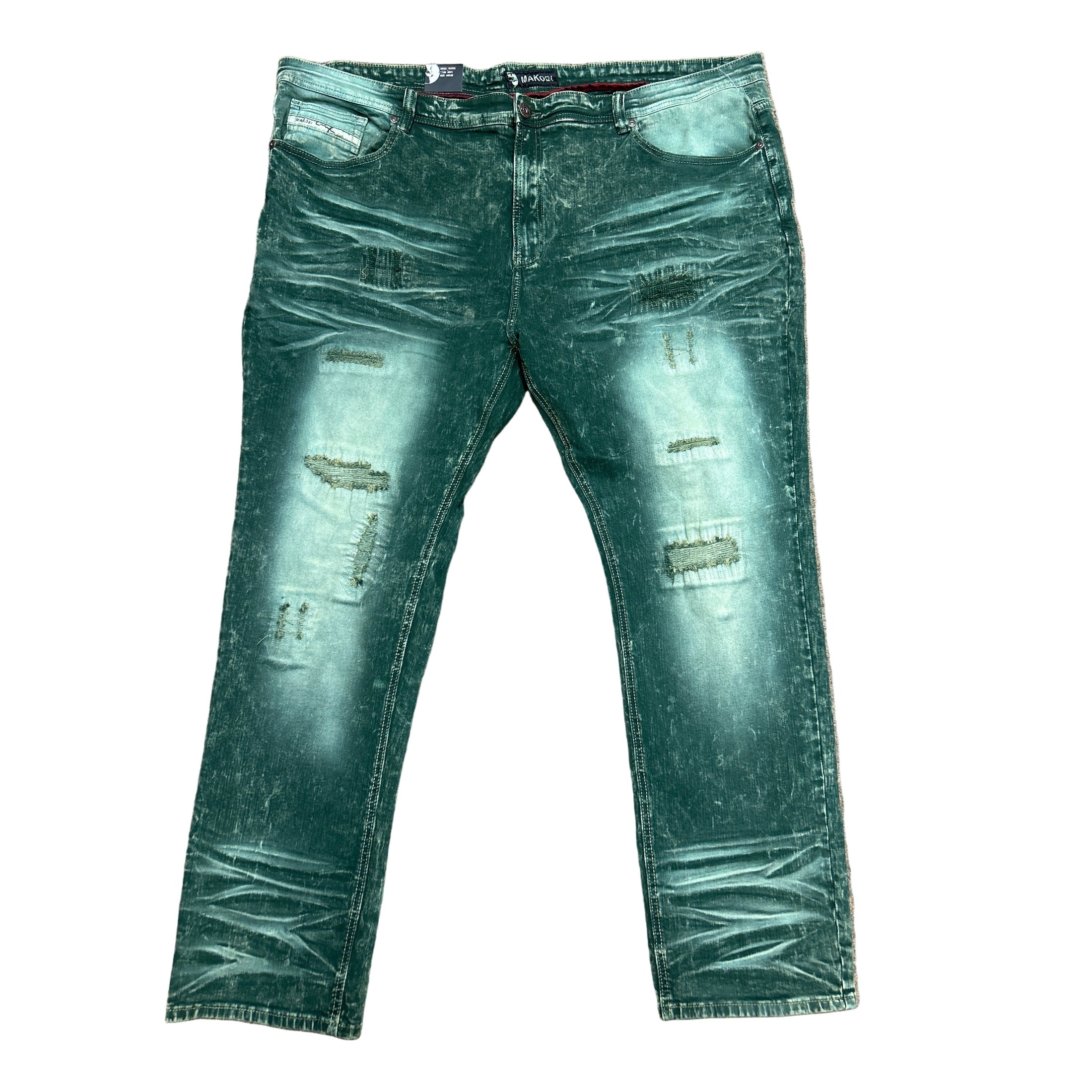 MAKOBI GREEN PATCHED JEANS