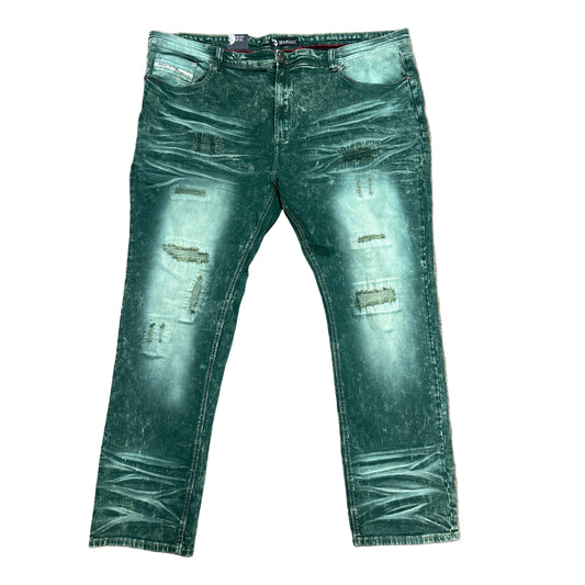 MAKOBI GREEN PATCHED JEANS by MAKOBI